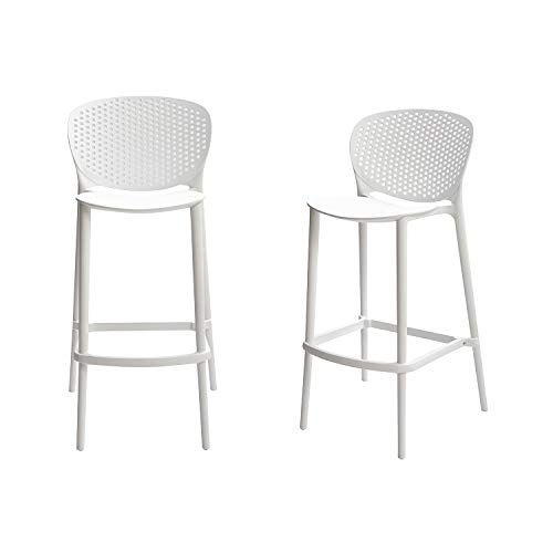 Photo 1 of Amazon Basics White, Solid-Back Barstool-1 chair, Premium Plastic