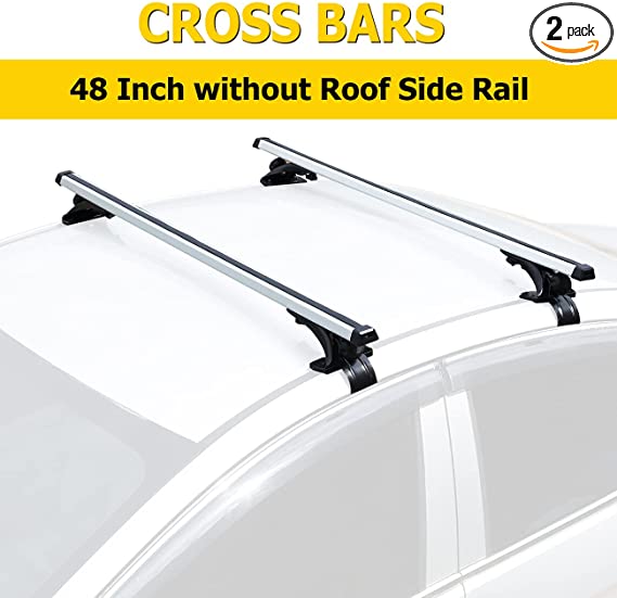 Photo 1 of AUXMART Universal Roof Rack Adjustable 48" Cross Bars Aluminum Cargo Carrier Rooftop Crossbars Fit for Most Vehicle Wagon Car (Without Roof Side Rail) 1 Pair, 150LBS /68KG Capacity