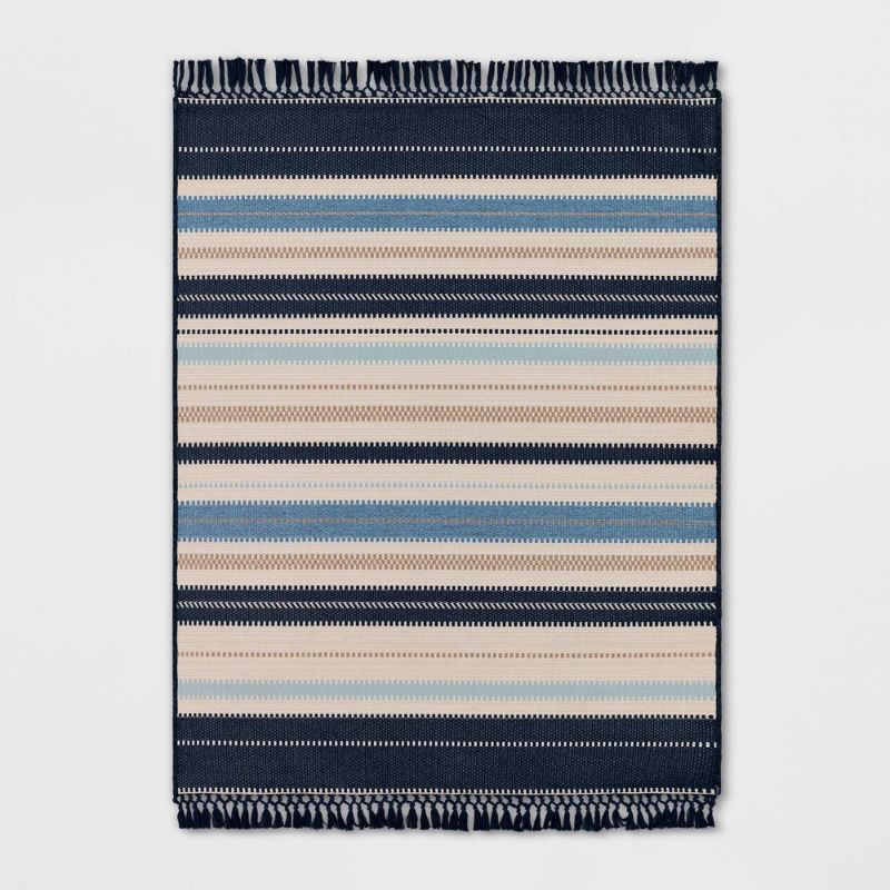 Photo 1 of 5' X 7' Textural Stripe Outdoor Rug