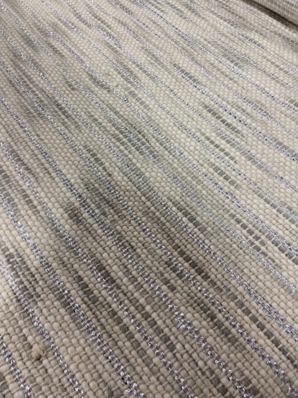 Photo 4 of 2'4"x7' Striped Metallic Woven Accent Rug Gray