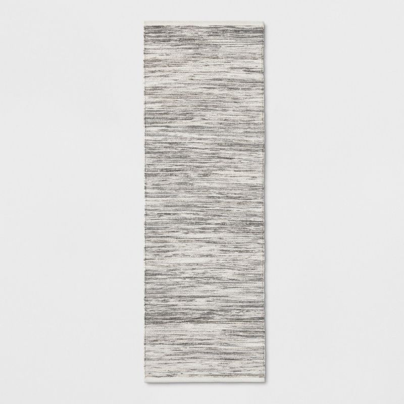 Photo 1 of 2'4"x7' Striped Metallic Woven Accent Rug Gray