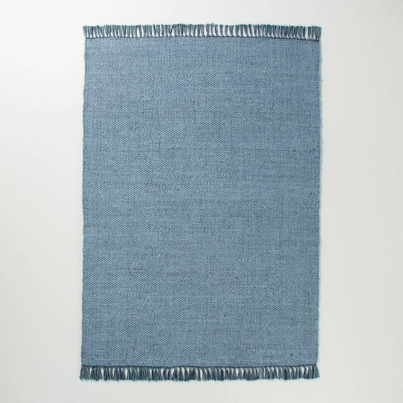 Photo 1 of 5' X 7' Solid Jute Area Rug Faded Blue - Hearth & Hand™ with Magnolia