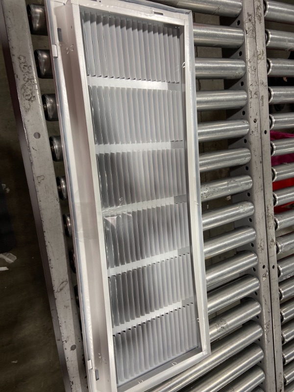 Photo 3 of 30" X 9.5" Steel Return Air Filter Grille for 1" Filter - Fixed Hinged - Ceiling Recommended - HVAC Duct Cover - Flat Stamped Face - White [Outer Dimensions 32.5 X 12.50]