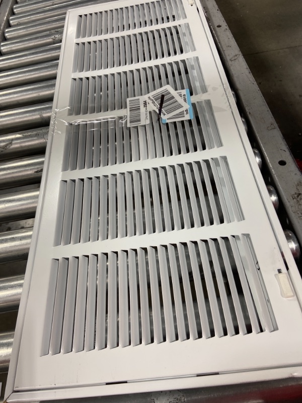 Photo 2 of 30" X 9.5" Steel Return Air Filter Grille for 1" Filter - Fixed Hinged - Ceiling Recommended - HVAC Duct Cover - Flat Stamped Face - White [Outer Dimensions 32.5 X 12.50]