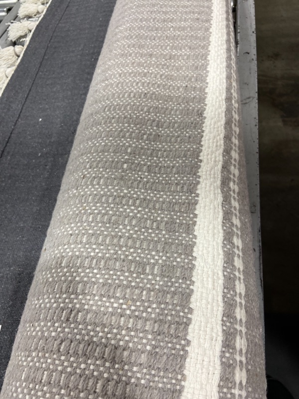 Photo 2 of 5' X 7' Pick Stitch Textured Stripe with Tassel Rug 