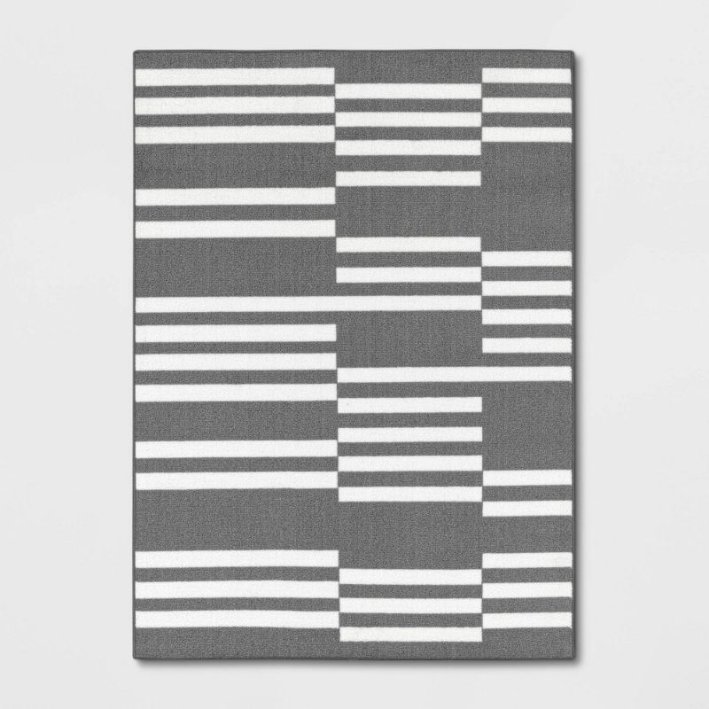 Photo 1 of 4'x6' Broken Striped Rug Gray