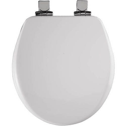 Photo 1 of BEMIS Chrome Slow Close Round Closed Front Toilet Seat in White