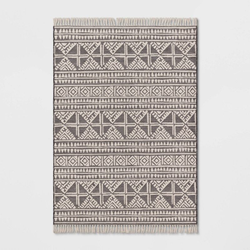 Photo 1 of 5' X 7' Tasseled Outdoor Rug Charcoal - Opalhouse™
