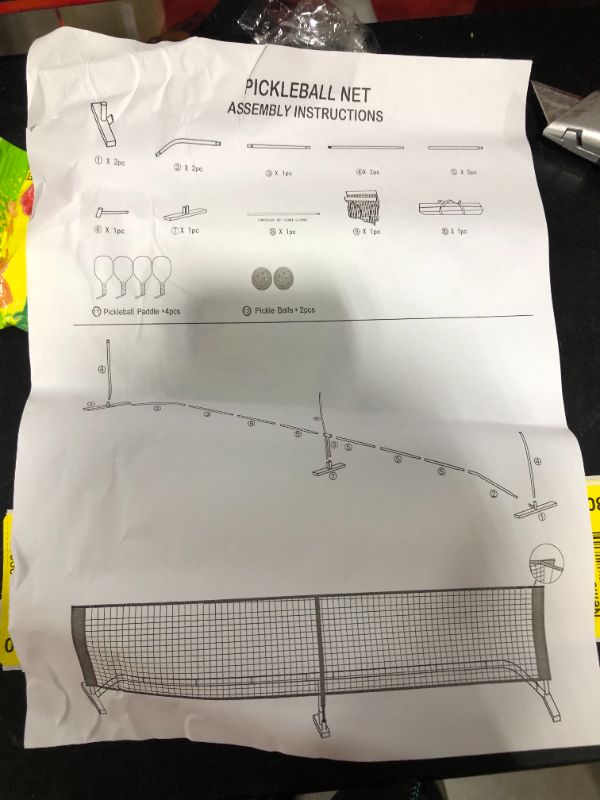 Photo 1 of Pickleball Set with 4 Paddles and Net - Official Size Net, 4-Pickleball Paddles, and 2 Outdoor Pickleball Balls, Outdoor Fun for Kids, Teens and Adults
