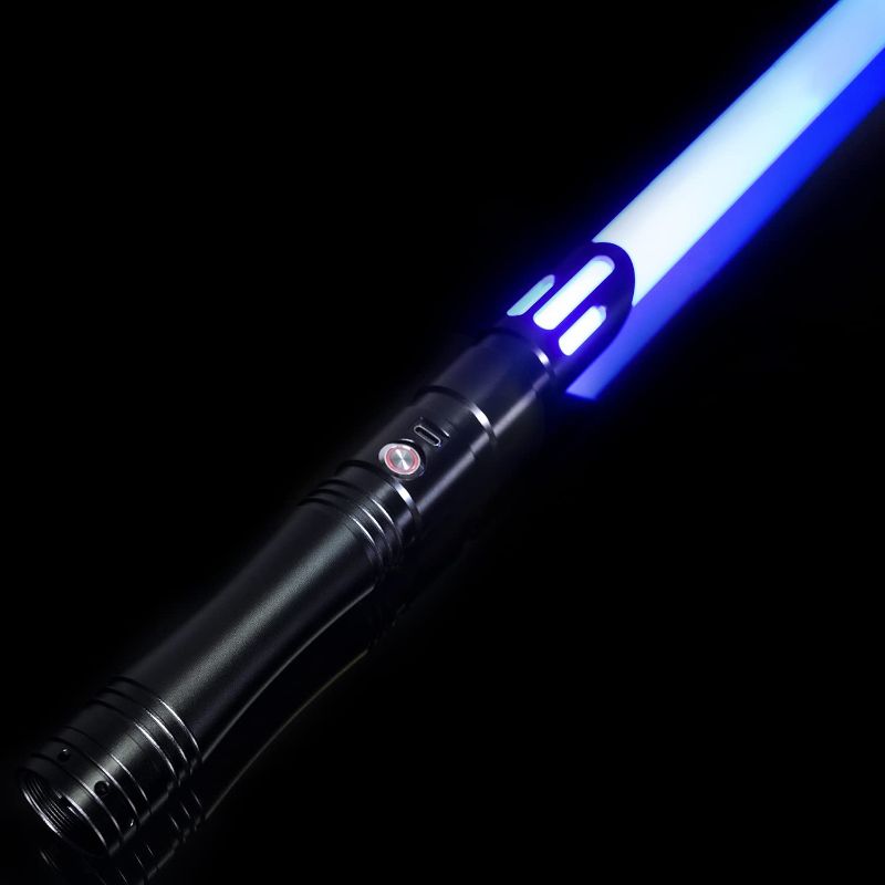 Photo 1 of ELESKOCO Dueling Light Saber for Adults Smooth Swing Force FX Light Sabers - RGB 12 Colors Changeable 9 Sound Fonts Including Flash on Clash, Metal Hilt Support Heavy Dueling, USB-C Charging, Black
