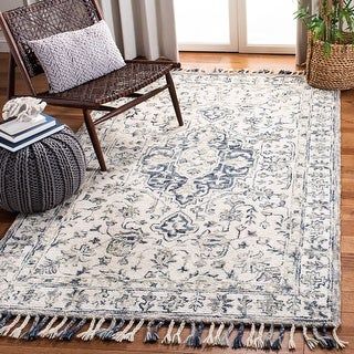 Photo 1 of APN125A-3 3 X 5 Ft. Aspen Traditional Rectangle Hand Tufted Rug - Ivory & Blue
