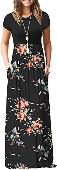 Photo 1 of HAO MEILI Women Short Sleeve Loose Plain Maxi Dresses Casual Long Dresses Pockets

SZ- Large