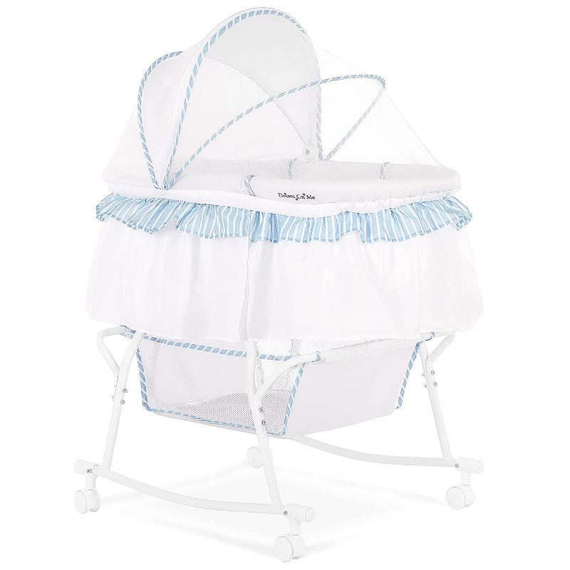 Photo 1 of Dream On Me Lacy Portable 2-in-1 Bassinet, Blue/White