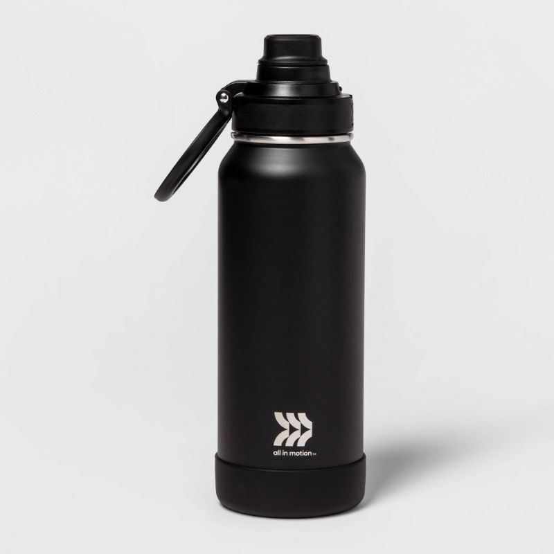 Photo 1 of 32oz Vacuum Insulated Stainless Steel Water Bottle Black - All in Motion