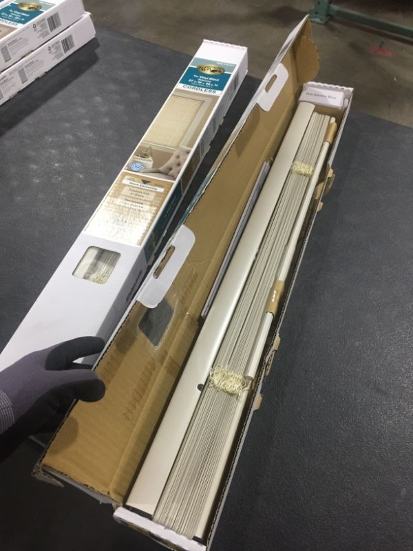 Photo 3 of 4 PACK!!! Hampton Bay Alabaster Cordless Room Darkening 1 in. Vinyl Mini Blind for Window or Door - 27 in. W x 48 in. L