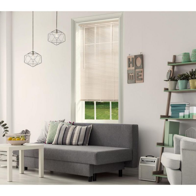 Photo 1 of 3 PACK!!! Hampton Bay Alabaster Cordless Room Darkening 1 in. Vinyl Mini Blind for Window or Door - 23 in. W X 48 in. L
