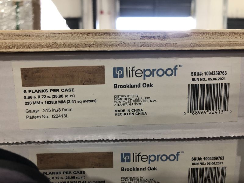 Photo 3 of 1 PALLET!!! (20 Cases/ 520 sq. ft. / Pallet) Lifeproof Brookland Oak 8.7 in. W x 72 in. L Luxury Vinyl Plank Flooring (26 sq. ft. / case) 