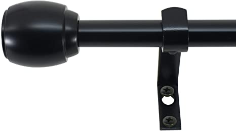 Photo 1 of Decopolitan 30890-BL48 5/8" Cap Curtain Rod Set, 48 to 84 Inches, Black
