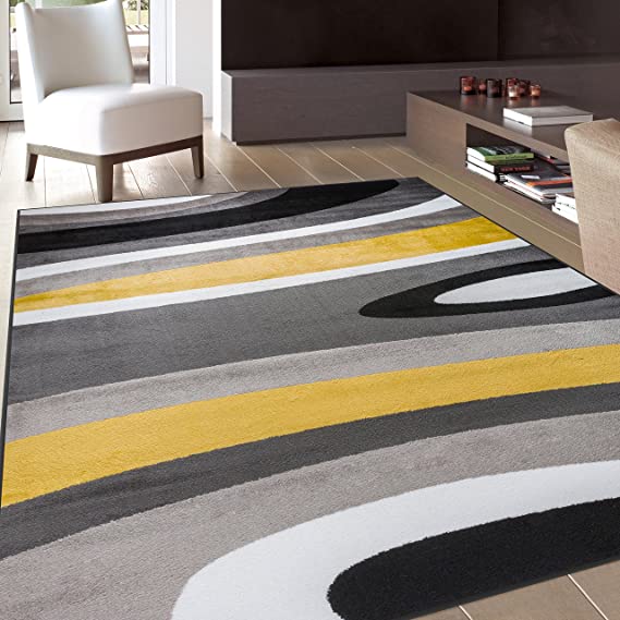 Photo 1 of Abstract Contemporary Modern Area Rug 5' 3" X 7' 3" Yellow
