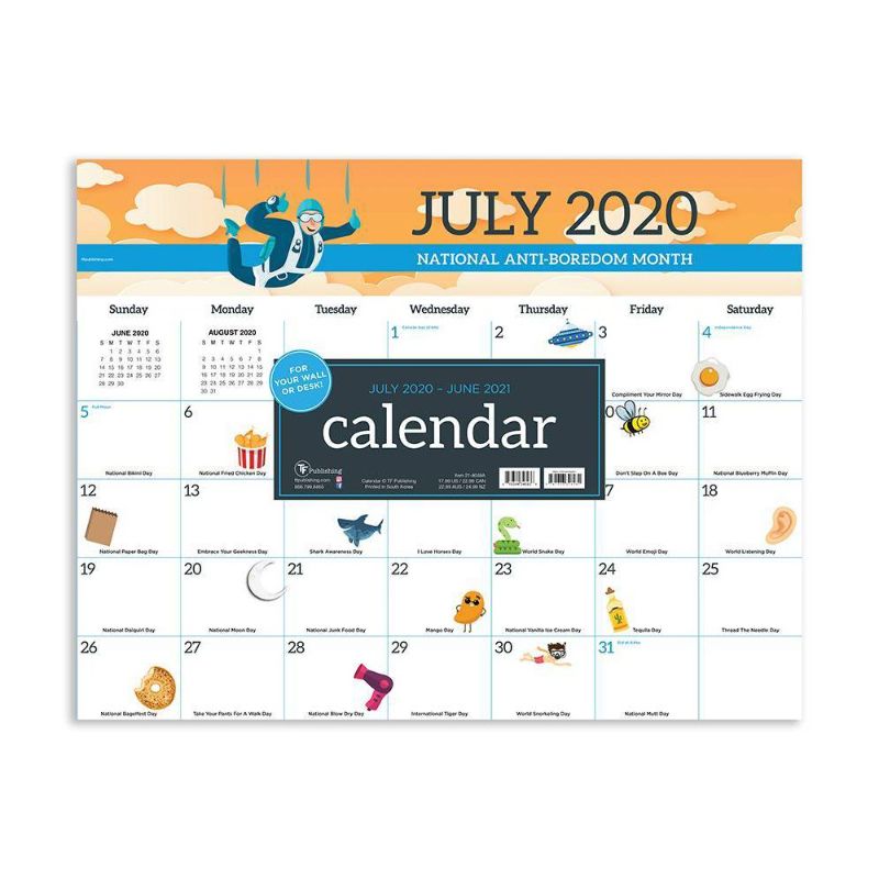Photo 1 of 2020-21 Academic Desktop Calendar Every Day's a Holiday Large 17" X 22" - TF Publishing
