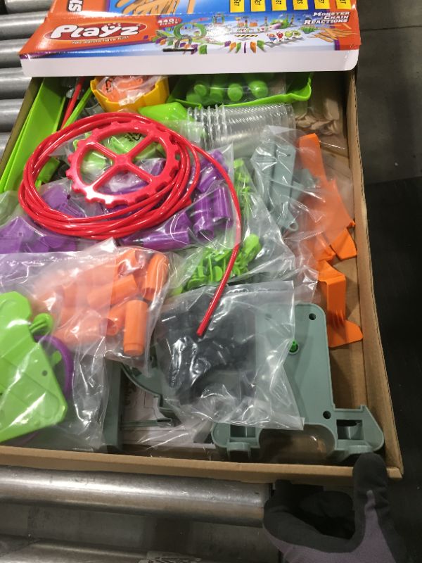Photo 1 of Playz Monster Chain Reactions Marble Run Science Kit STEM Toy with Race Tracks for Boys &Girls, Kids Roller Coaster Toy Experiments, Outer Space Theme
