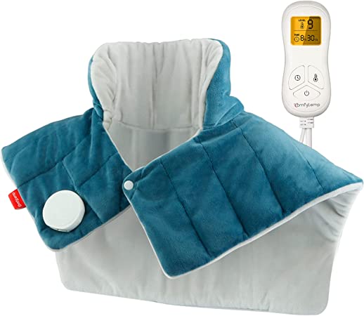 Photo 1 of Weighted Heating Pad for Neck and Shoulders, Comfytemp 2.2lb Large Electric Heated Neck Shoulder Wrap for Pain Relief - 9 Heat Settings, 11 Auto-Off with Countdown, Stay on, Backlight - 19"x22"
