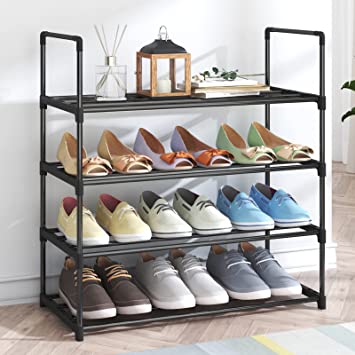 Photo 1 of YSSPORT 4 Tiers Shoe Rack for Closet, Free Standing Shoe Rack Space Saving Shoes Storage Shelf, Stackable Shoe Shelf for 12-16 pairs Space YS4 4 tier shoe rack
