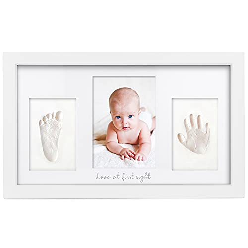 Photo 1 of Baby Hand and Footprint Kit - Baby Prints Duo Photo Frame for Newborn - Baby Nursery Memory Art Kit Frames - Baby Shower Picture Frames for Baby Registry Boys, Girls (Alpine White)
