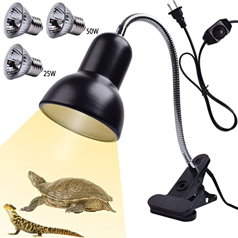 Photo 1 of Reptile Heat Lamp UVA UVB Reptile Light Adjustable 50W Turtle Basking Spot Lamps for Aquatic Lizard Snake Chameleons Amphibians with 3 Bulbs
