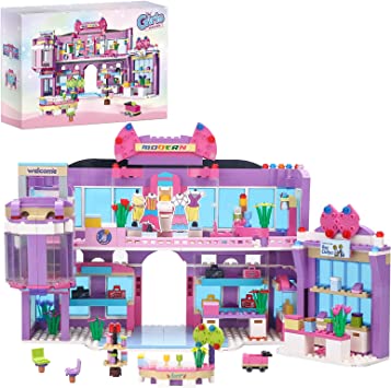 Photo 1 of Dream Girls Friends Shopping Mall Building Set 810 PCS Shopping Centre Building Kit with 7 Mini Dolls, Handbags Clothes Shore Girls Fashion Role Play Buildable Mall Toys for Kids Aged 8-12 and up
