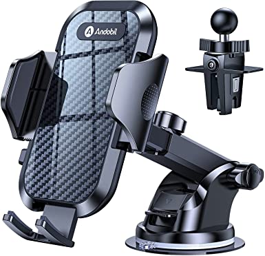 Photo 1 of andobil Car Phone Holder Mount (Bumpy Roads Friendly) Cell Phone Holder Car — Easy Clamp Hands-Free Universal — Fit for Dashboard-Windshield-Vent iPhone Samsung and More Phones
