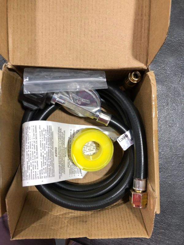 Photo 2 of 5 Feet Low Pressure Propane Regulator and Hose,QCC1 Universal Grill Regulator Replacement Parts with 90 Degree Elbow Adaptor for 17" and 22" Blackstone Tabletop Camper Grill
