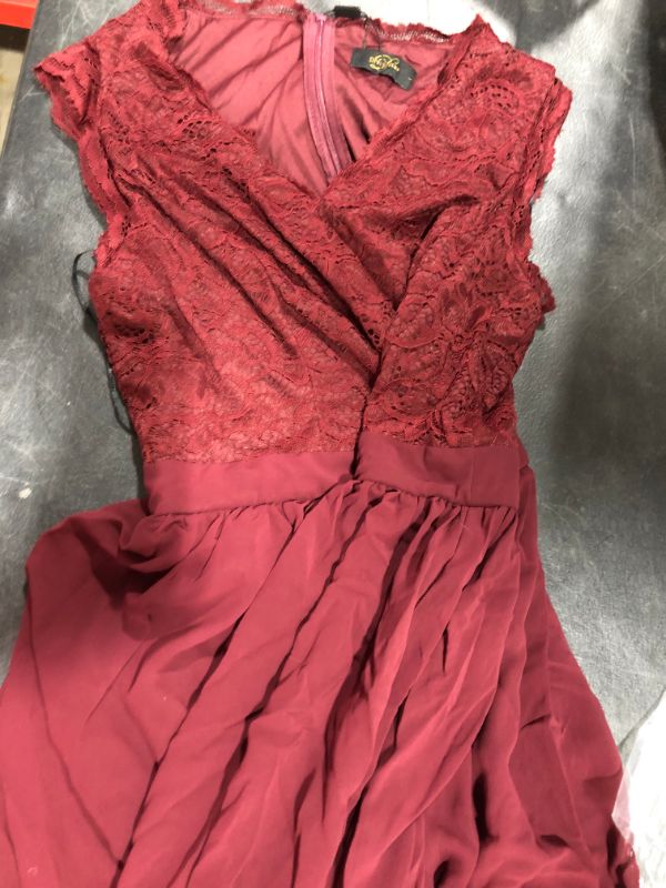 Photo 2 of LARGE V Neck Sleeveless Formal Party Gown Burgundy
