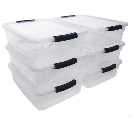 Photo 1 of Cleverstore 16 qt. Plastic Storage Tote Container with Lid (6-Pack)
