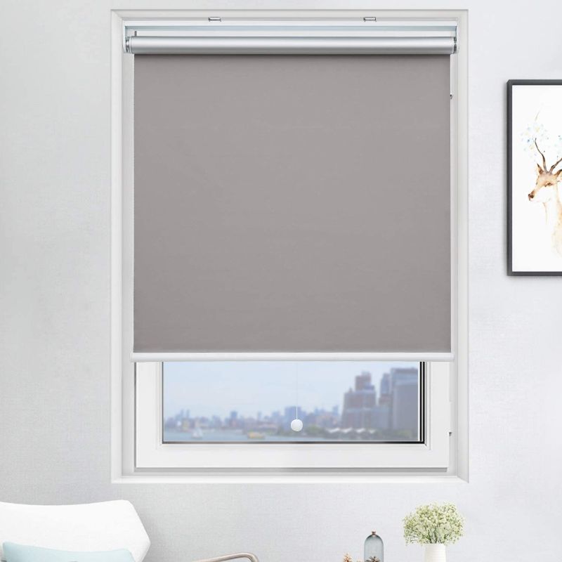 Photo 1 of Acholo Blackout Roller Shades Cordless Window Blinds (Gray, 23 x 72 Inch) and Room Darkening Shades for Home & Windows