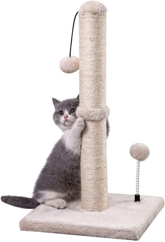 Photo 1 of MECOOL Cat Scratching Post Premium Sisal Scratch Posts with Hanging Ball Vertical Scratcher for Indoor Cats and Kittens