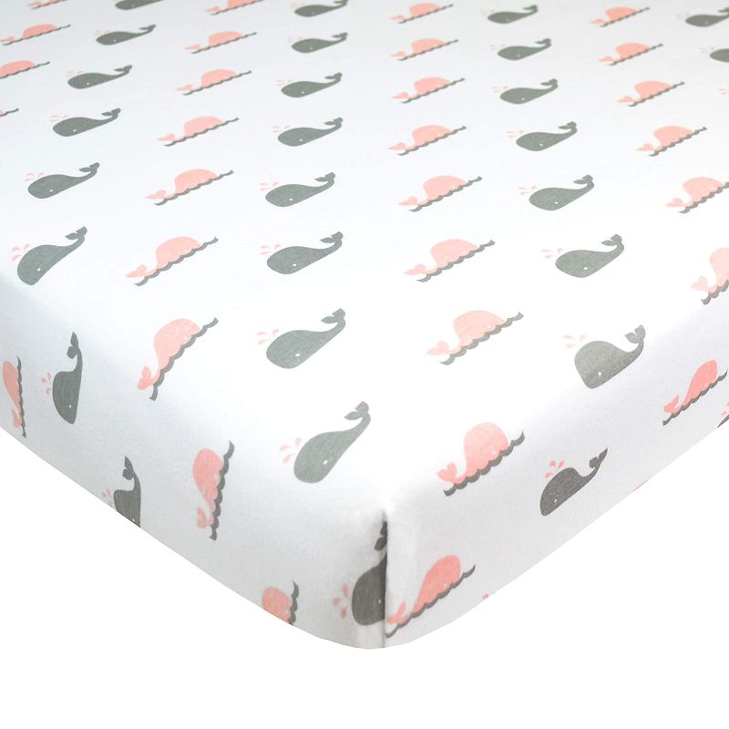 Photo 1 of American Baby Company Printed 100% Natural Cotton Jersey Knit Fitted Portable/Mini-Crib Sheet, Pink Whale