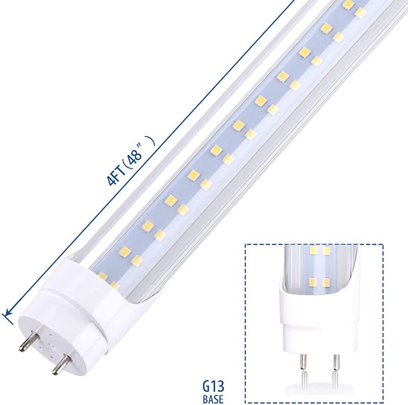 Photo 1 of T8 LED Tube Light Two Rows LED Chips 4FT 32W, T8 Replacement LED Bulb Lights, 1800 Lumens, Warm White 3000K, Ballast Bypass Required (10 Pack)