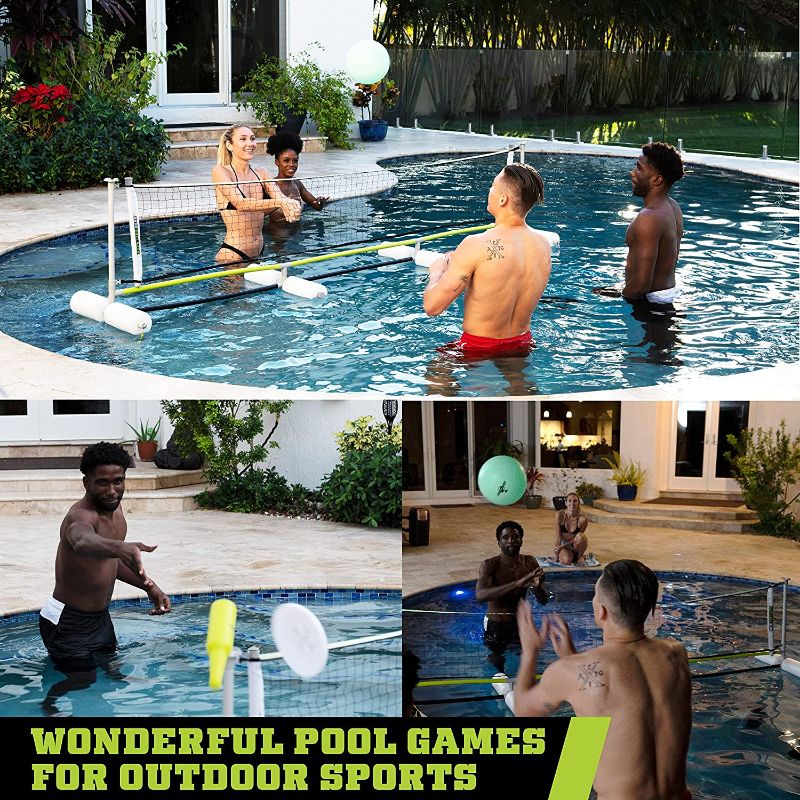 Photo 1 of Backyard Hero Glow-in-The-Dark Pool Volleyball Game Set, 120” - Water Volleyball for Pool with Volleyball, Flying Disc, Bottles for Target Game - Summer Toys and Pool Toys for Adults and Family