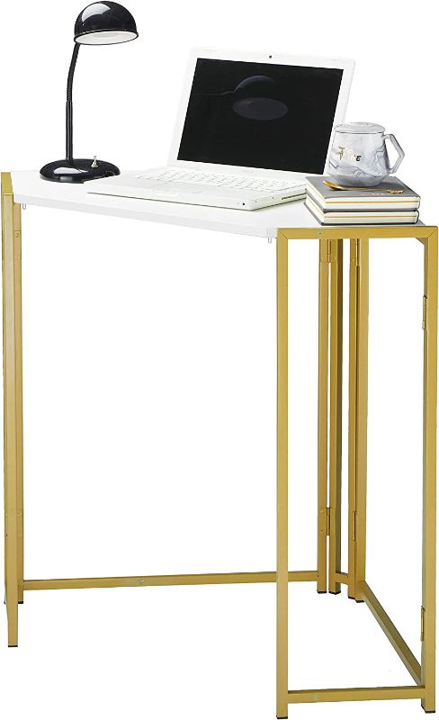 Photo 1 of  Urban Shop Foldable Corner Desk, White/Gold