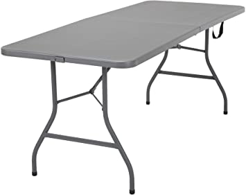 Photo 1 of COSCO 6 ft. Fold-in-Half Banquet Table w/Handle, Gray
