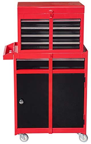 Photo 1 of BIG RED ATBT1204R-RB Torin Rolling Garage Workshop Tool Organizer: Detachable 4 Drawer Tool Chest with Large Storage Cabinet and Adjustable Shelf, Red