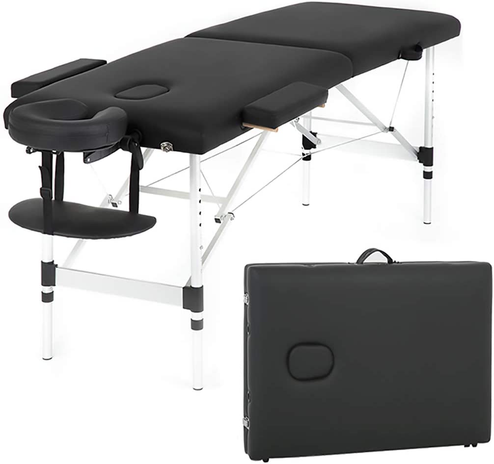 Photo 1 of Aluminium Massage Table 73 Inch Massage Bed Spa Bed Massage Table W/Face Cradle Portable Carry Case Height Adjustable 2 Fold Portable Facial Salon Tattoo Bed