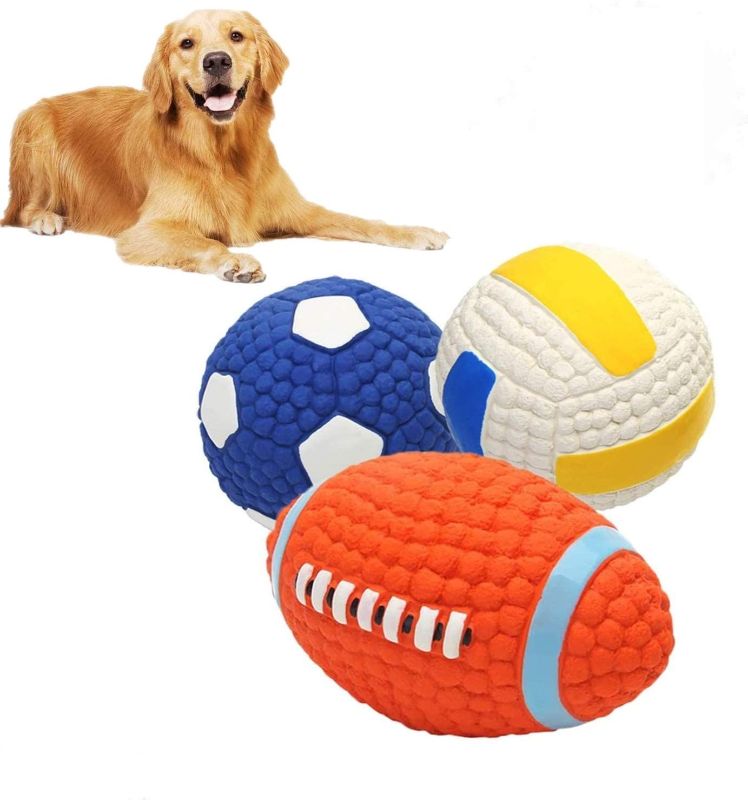 Photo 1 of Giraffe Power 3 Pack 4'' Squeaky Dog Toys, Durable Latex Rubber Interactive Dog Toys Balls, Funny Animal Sets for Small, Medium and Large Breed Dogs Interactive Play and Chasing
