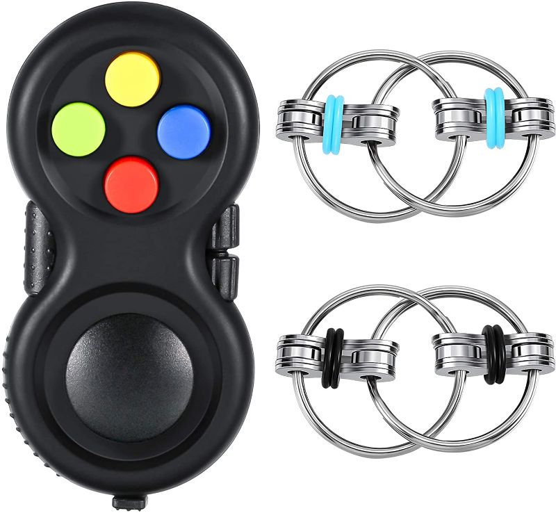 Photo 1 of 3 Pieces Handheld Mini Fidget Toy Set Include Cam Fidget Controller Pad and Flippy Chain Flippy Stress Relief Toy for Teenagers Adults with ADHD ADD OCD Autism Black - Walmart.com