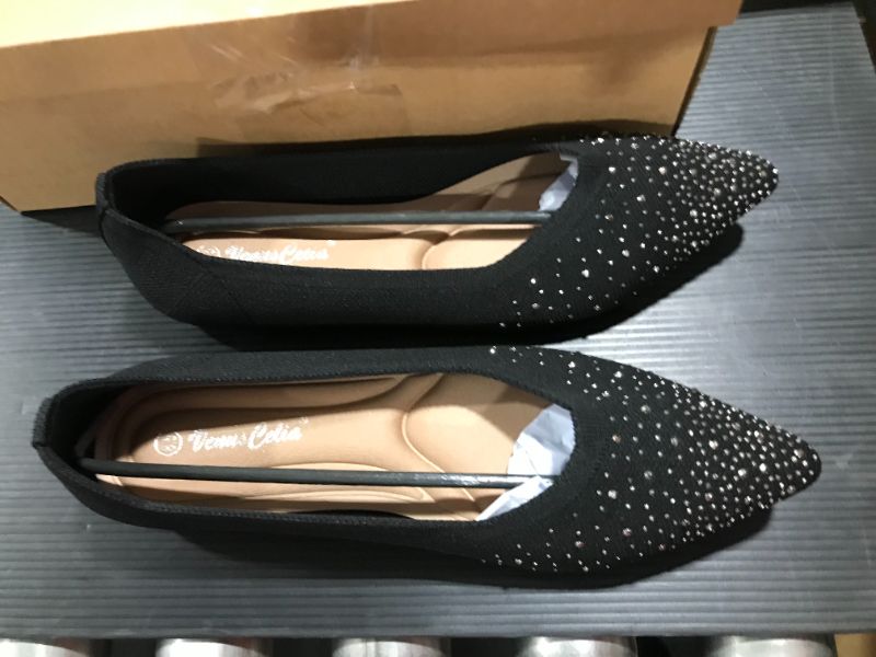 Photo 2 of venuscelia women's rhinestone black--- size 8.5m