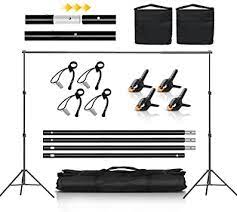 Photo 1 of Backdrop Stand, CPLIRIS 6.5x10ft Adjustable Background Support with 4 Spring Clips, 2 Sandbag, 4 Backdrop Holder Clips for Photoshoot, Parties, Baby Shower, Birthday, Wedding
