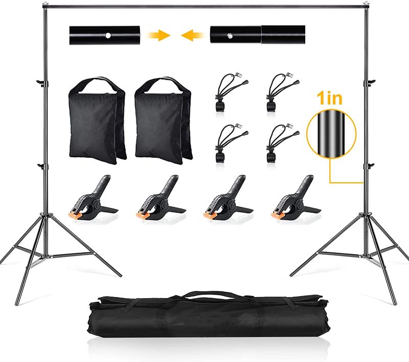 Photo 1 of CPLIRIS Photo Backdrop Stand, 6.5x10ft Adjustable Background Support Portable Photo Booth Frame for Photoshoot, Parties or Projector Screen with Spring...
