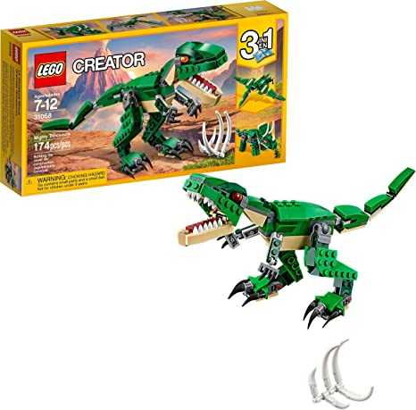 Photo 1 of LEGO Creator Mighty Dinosaurs 31058 Build It Yourself Dinosaur Set, Create a Pterodactyl, Triceratops and T Rex Toy (174 Pieces)
