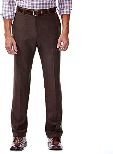 Photo 1 of Haggar Men's ECLO Stria Expandable-Waist Plain-Front Dress Pant (40 x 30)
 